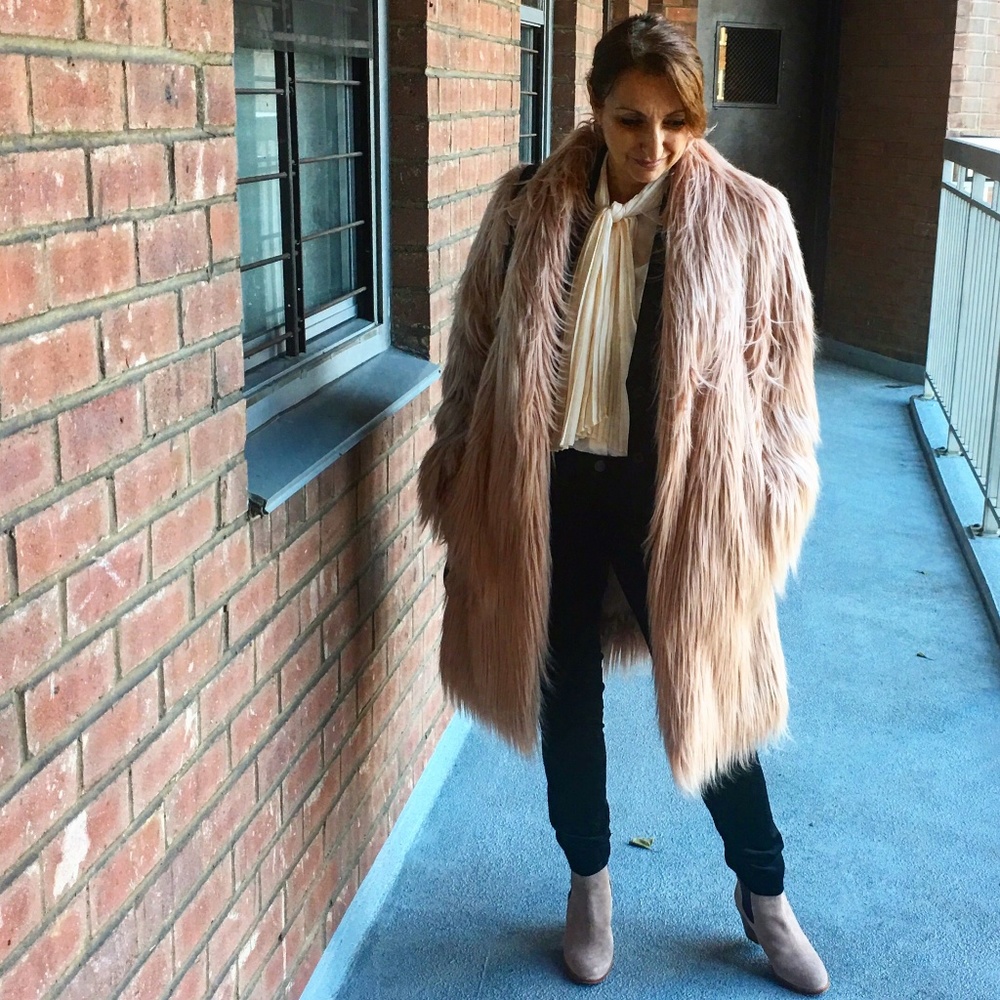 FAUX FUR MONGOLIAN BCBGMAXAZRIA. $650